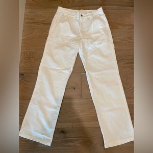 Shein S White Loose Fit Linen-like Pants